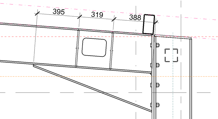 Дименсии по средната ос на планките в Revit