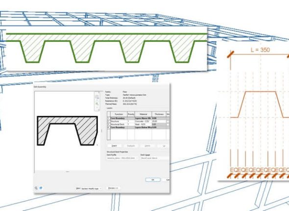 Разрез на ламаринобетонна в плоча в Revit и фамилия от тип Profile